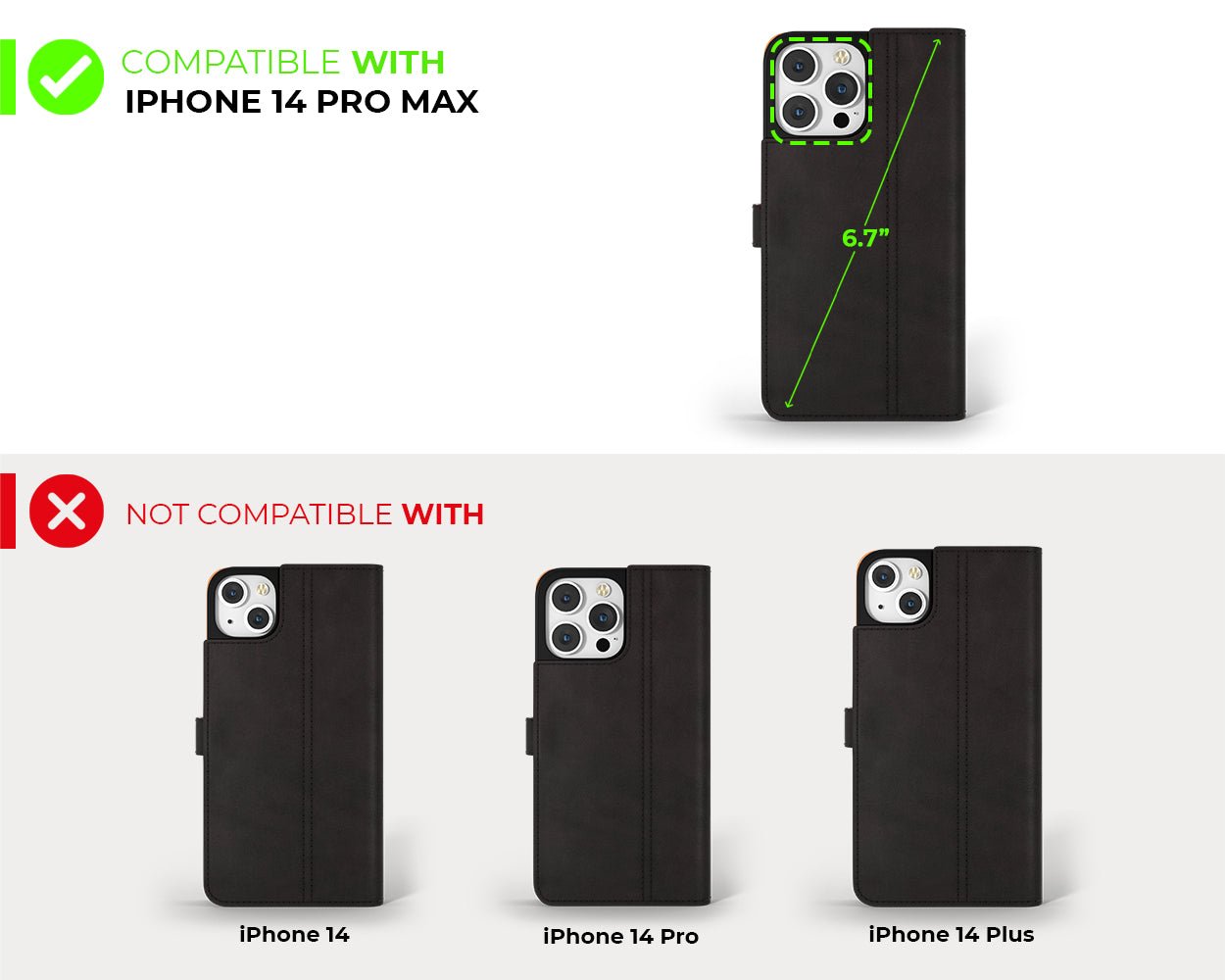 Apple iPhone 14 Pro Max - Vintage Leather Wallet Phone Case (Side Clasp)