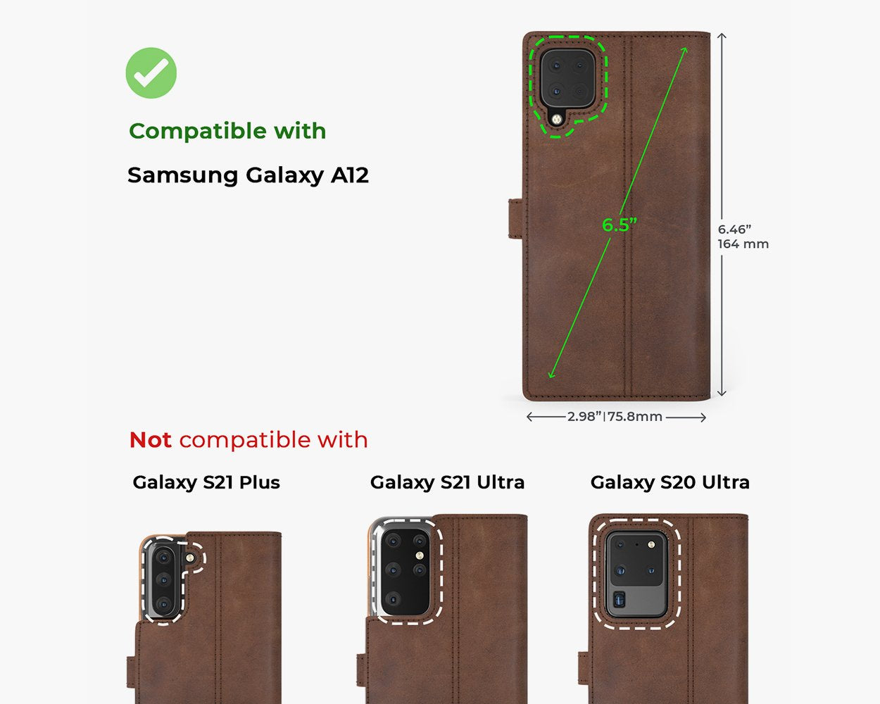 Samsung Galaxy A12 - Vintage Leather Wallet Phone Case