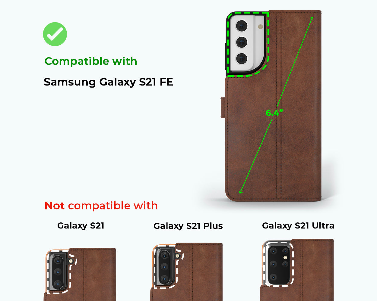 Samsung Galaxy S21 FE - Vintage Leather Wallet Phone Case
